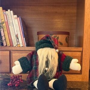 Woof & Poof Vintage Music Box Santa in Plaid Coat